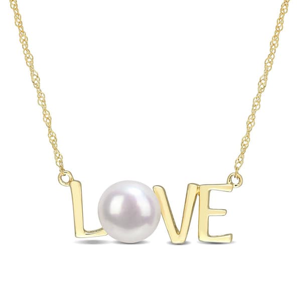 Sophia B 10kt. Gold Freshwater Cultured Pearl Love Pendant