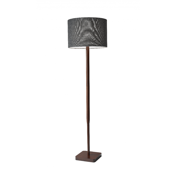 HomeRoots 59 Brown And Black Solid Wood Floor Lamp With Dark Gr