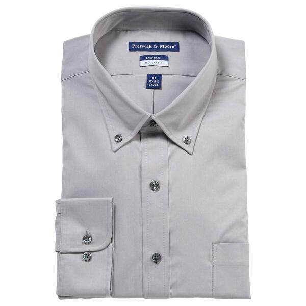 Mens Preswick & Moore Twill Dress Shirt - Dapple Grey Solid - image 