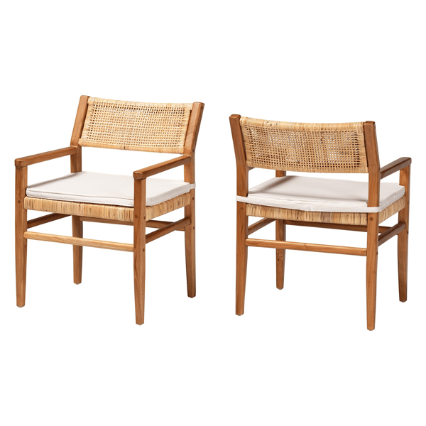 bali & pari Chatura Mahogany Wood 2pc. Dining Armchair Set