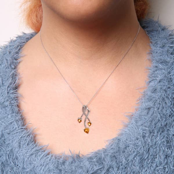 Haus of Brilliance Sterling Silver Yellow Citrine Pendant
