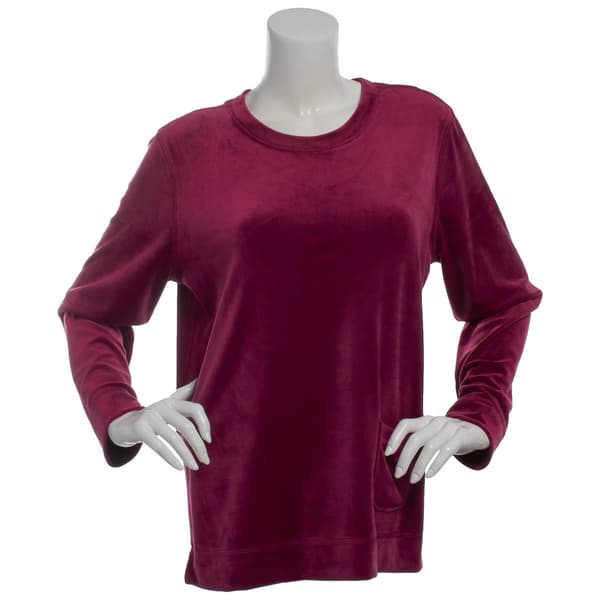 Womens Hasting & Smith Long Sleeve Velour Solid Sweatshirt - image 