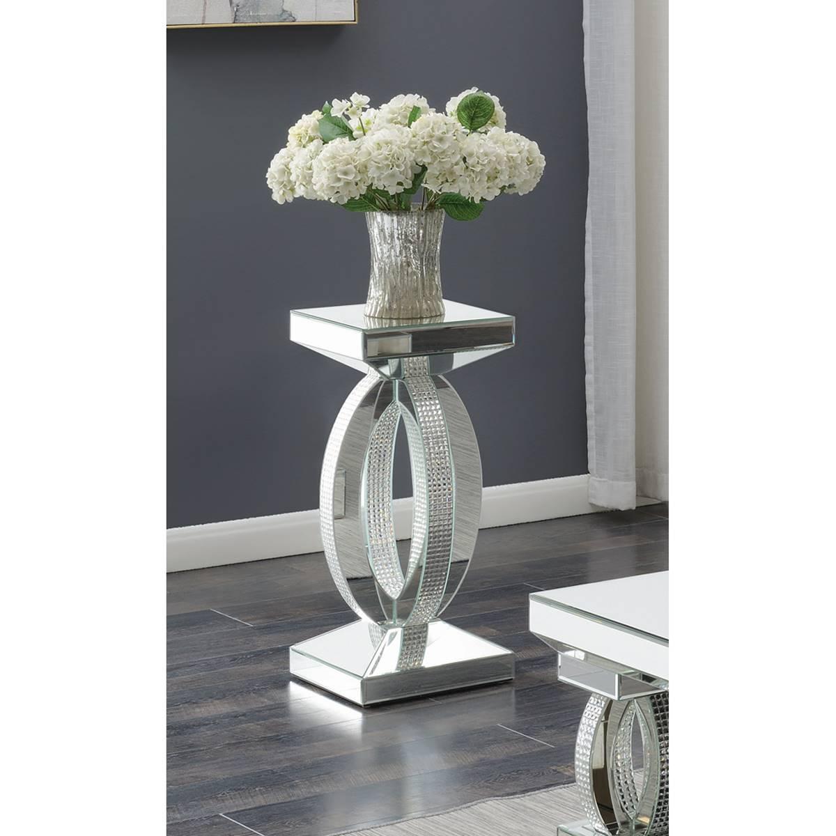 Coaster Avonlea Clear Mirror Square End Table with Lower...