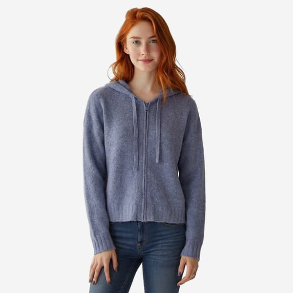 Juniors Pink Rose Mossy Zip Cardigan Hoodie - image 