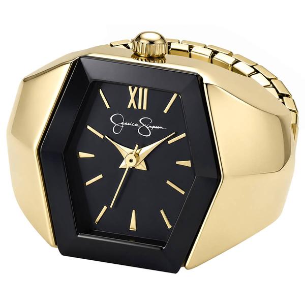 Womens Jessica Simpson Black Dial Gold Ring Watch - JR0011GD - image 
