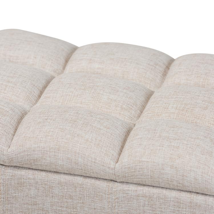Baxton Brette Mid-Century Upholstered Storage Bench Ottoman