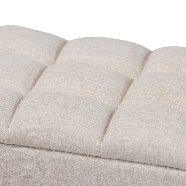 Baxton Brette Mid-Century Upholstered Storage Bench Ottoman