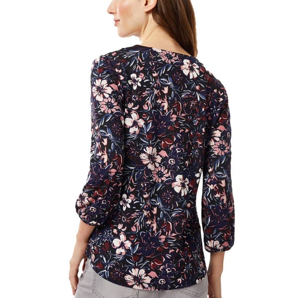 Womens Jones New York 3/4 Sleeve Floral Moss Crepe Noodle Blouse