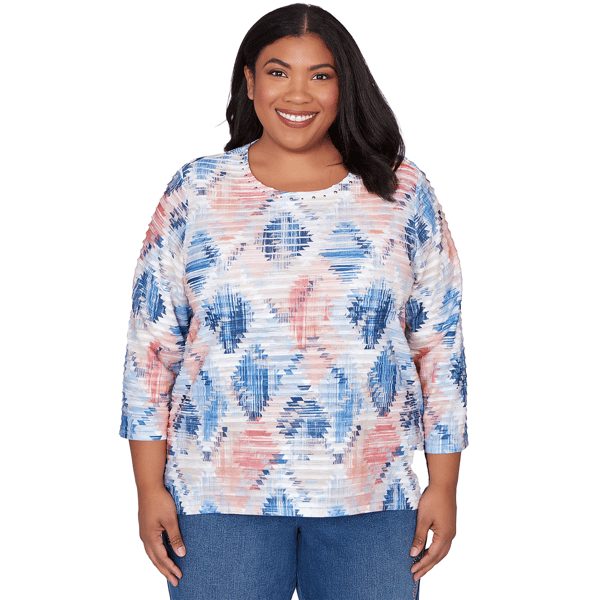 Plus Size Alfred Dunner Austin Aztec Diamond Blouse