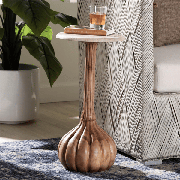 bali & pari Usama End Table with Marble Stone Top
