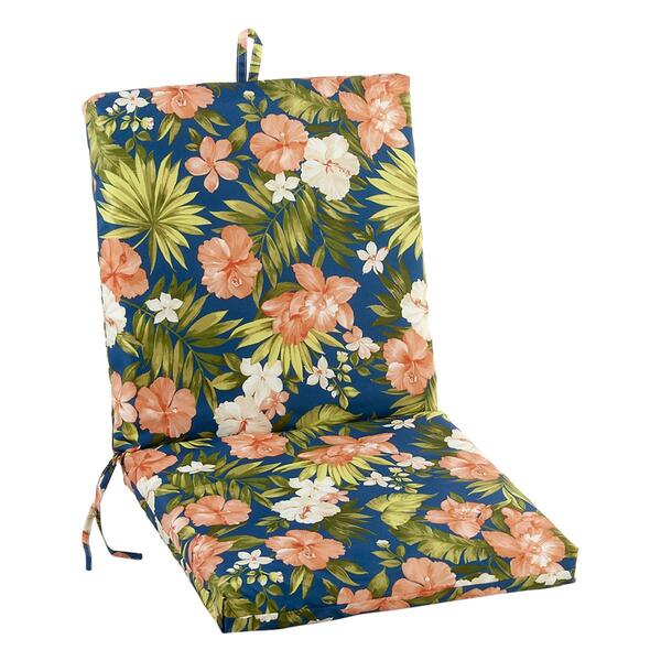 Jordan Manufacturing French Edge Chair Pad - Coral/Ivory Floral - image 