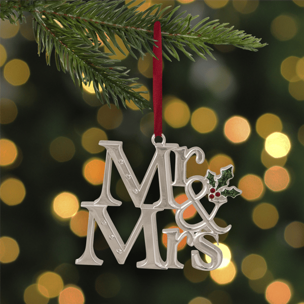 Northlight 3.75in. Silver-Plated "Mr and Mrs" Christmas Ornament