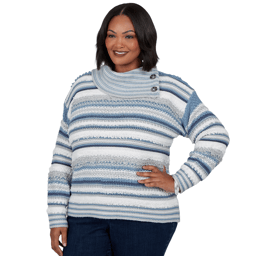 Plus Size Skye’s the Limit Icy Blue Sparkle Stripe Sweater