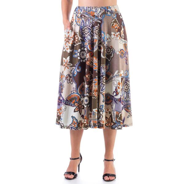 Womens 24/7 Comfort Apparel Paisley Pleated Midi Skirt - image 