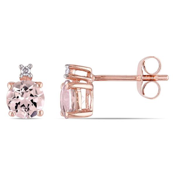 Gemstone Classics&#40;tm&#41; Rose Gold 1ctw. Morganite Stud Earrings - image 