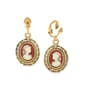1928 Brass Faux Cameo Oval Clip On Earrings - image 1