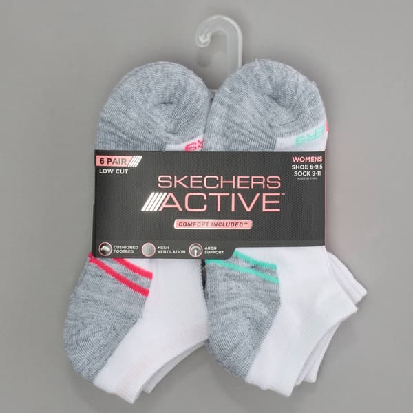 Womens Skechers 6pk. 1/2 Terry Low Cut Socks