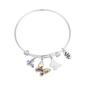 Shine Fine Silver Plated CZ Flowers Butterfly Kisses Bangle - image 1