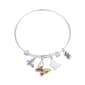 Shine Fine Silver Plated CZ Flowers Butterfly Kisses Bangle - image 1