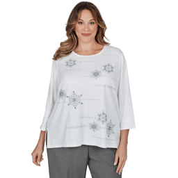 Plus Size Alfred Dunner Vail Pearl Snowflake Embroidered Biadere