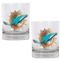 NFL Miami Dolphins 2pc. 14oz. Rocks Glass Set