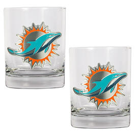 NFL Miami Dolphins 2pc. 14oz. Rocks Glass Set