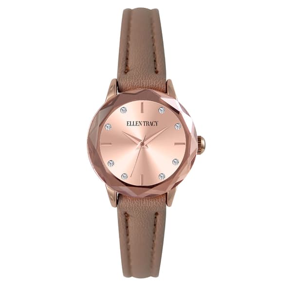 Womens Ellen Tracy Rose Gold Mini Faceted Bezel Watch - ET5405RG - image 