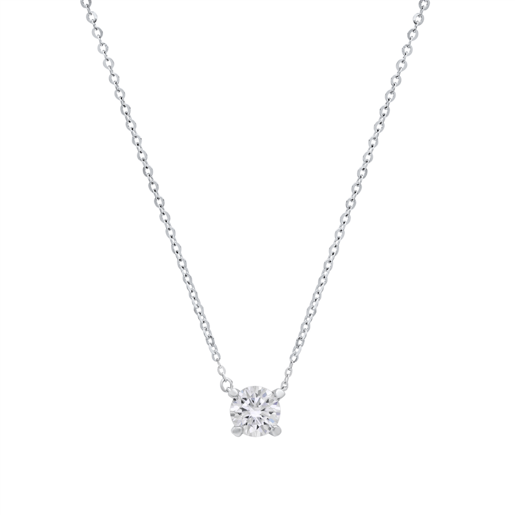 Saffron Sterling Silver Moissanite Diamond Pendant Necklace