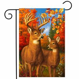 Briarwood Lane Autumn Deer Pair Garden Flag