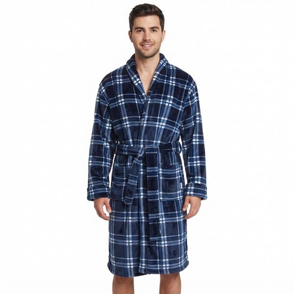 Mens Preswick & Moore(R) Plaid Plush Robe - image 
