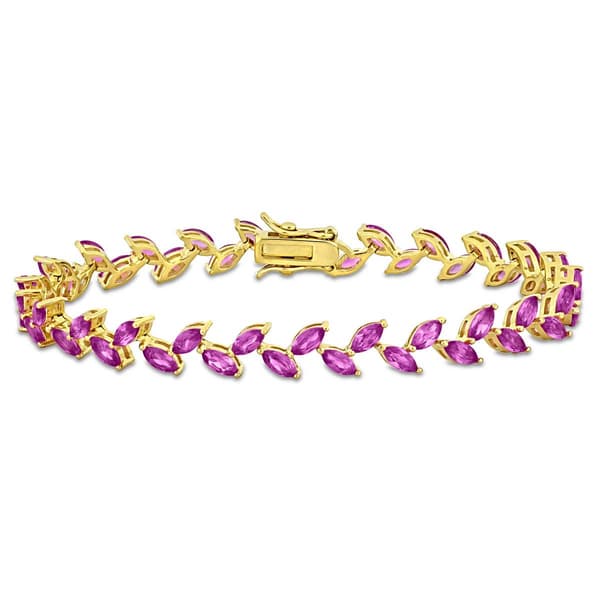 Sophia B 12ctw. Created Pink Sapphire Bracelet - image 