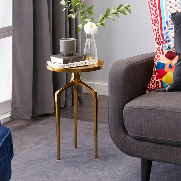 9th & Pike® Gold Aluminum Contemporary Accent Table