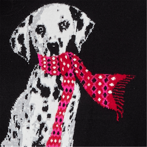 Petite Ruby Rd. Mysterious Romance Dalmatian Intarsia Sweater