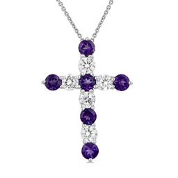 Gemstone Classics(tm) Amethyst & White Sapphire Cross Pendant