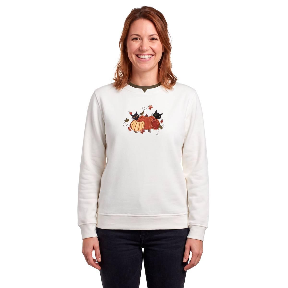 Plus Size Hasting & Smith Pumpkin Patch Cats Fleece Sweatshirt