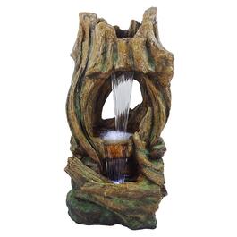 Alpine Open Tree Trunk Fountain w/ Cool White LED Lights