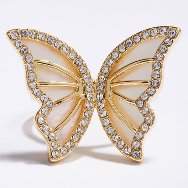 Ashley Cooper(tm) Gold-Tone Mother of Pearl Butterfly Ring - image 