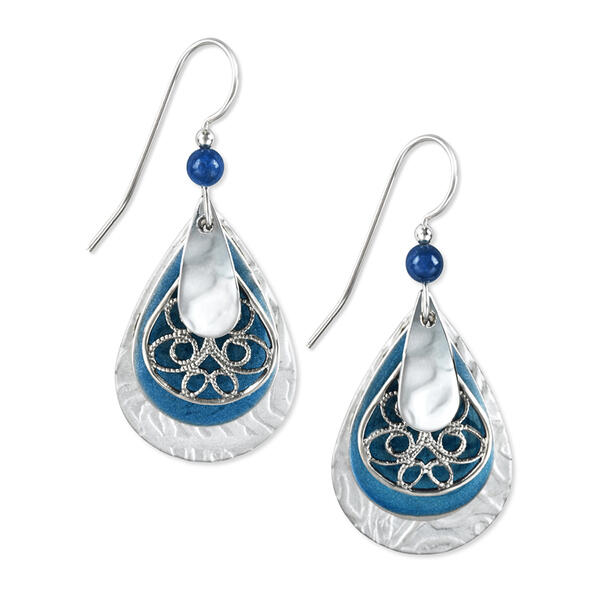 Silver Forest Silver-Tone 4 Layer Teardrop Earrings - image 