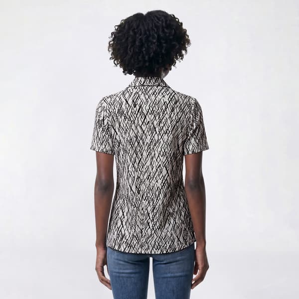 Womens Emily Daniels Short Sleeve Jacquard Abstract Blouse