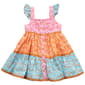 Toddler Girl Rare Editions Floral Color Block Dress w/ Buttons - image 1