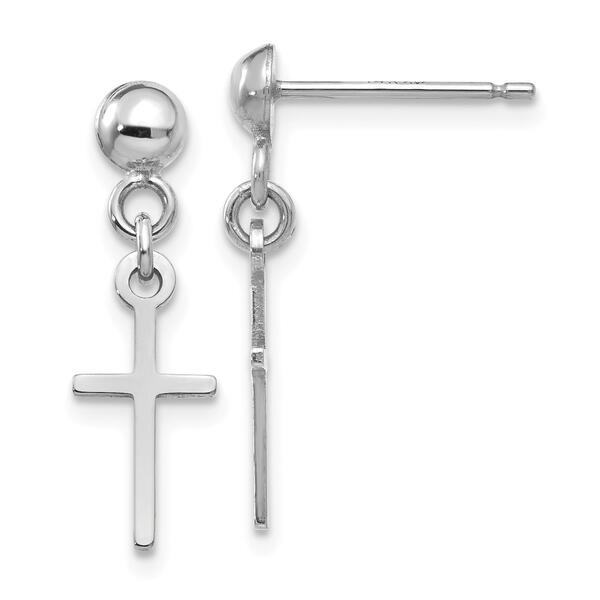 Gold Classics&#40;tm&#41; 14kt. White Gold Cross Dangle Stud Earrings - image 