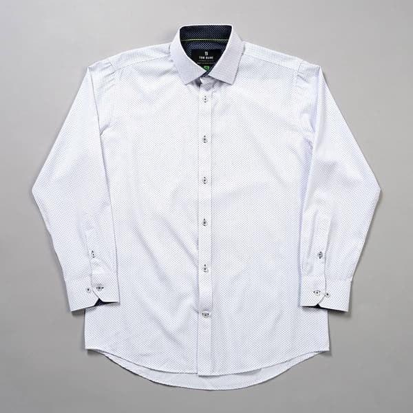 Mens Tom Baine Regular Fit Diamond Geometric Dress Shirt - White - image 