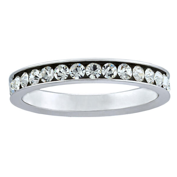 Athra Sterling Silver Channel Set Clear Crystal Band Ring - image 