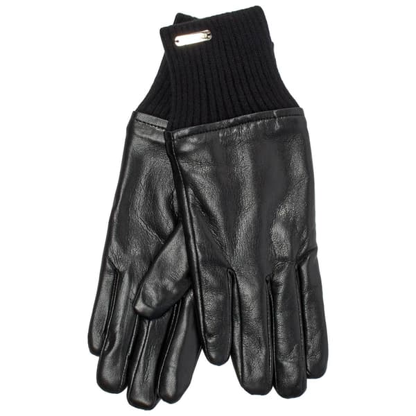 Womens Steve Madden Faux Leather Knit Gloves - image 