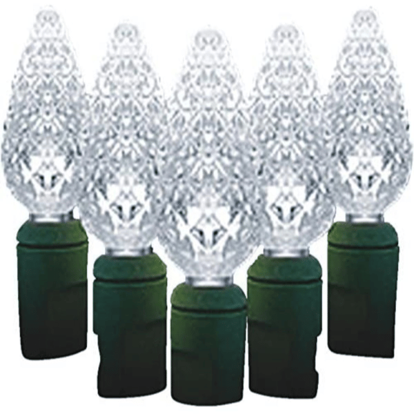Hofert 23.5ft. White LED Faceted C6 Twinkling Christmas Lights
