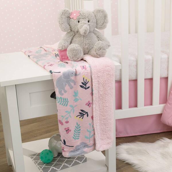 Carters(R) Floral Elephant Super Soft Baby Blanket - image 
