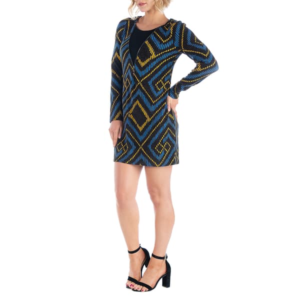 Womens 24/7 Comfort Apparel Black Long Sleeve A-Line Dress