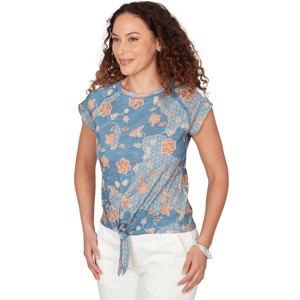 Petite Skye’s the Limit Key Items Cap Sleeve Floral Blouse
