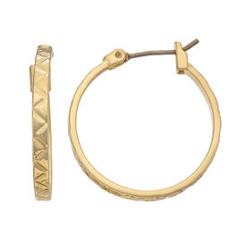 Napier 0.95in. Gold-Tone Small Etched Hoop Earrings
