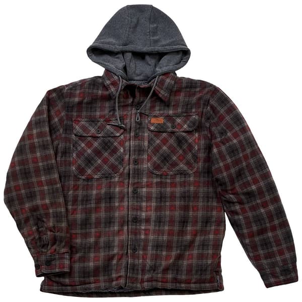Mens Mountain Ridge Plaid Polar Jacket - Wine/Ash - image 